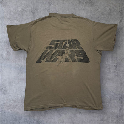 90s STAR WARS REBELWEAR 両面プリント Changes USA製 カーキ L d-u-2505-033