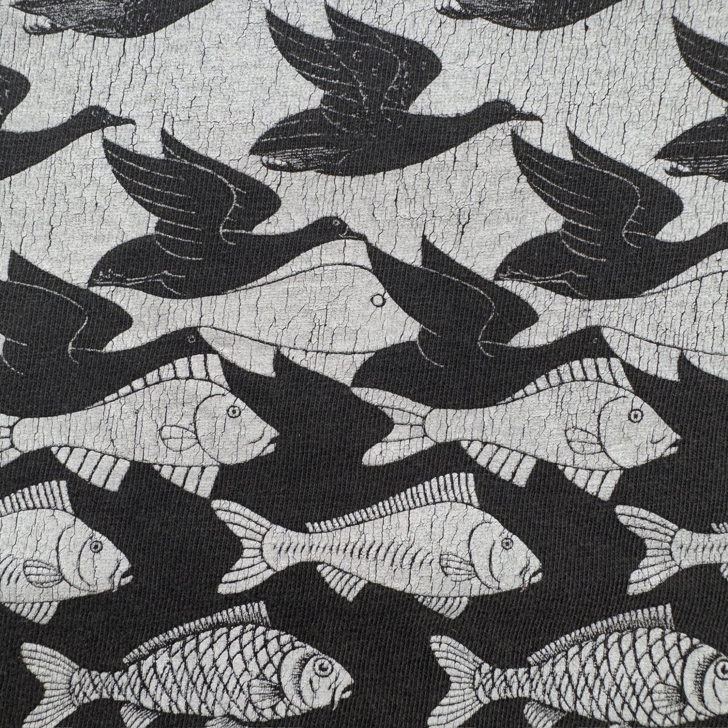 90s M.C. Escher エッシャー Sky & Water 騙し絵 アートT Hanes 黒 L a-t-2505-021