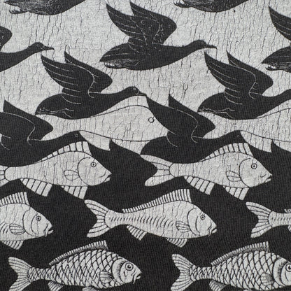 90s M.C. Escher エッシャー Sky & Water 騙し絵 アートT Hanes 黒 L a-t-2505-021