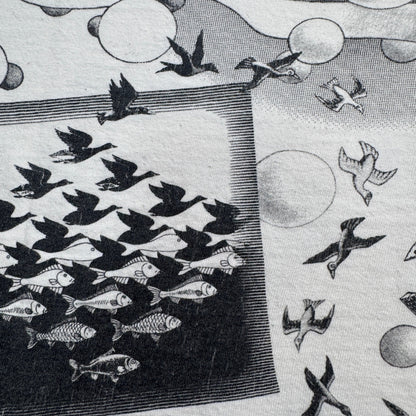 90s M.C. Escher エッシャー マルチプリント 両面 騙し絵 アートT AOP SOFTEE USA製 白 XL a-t-2505-022