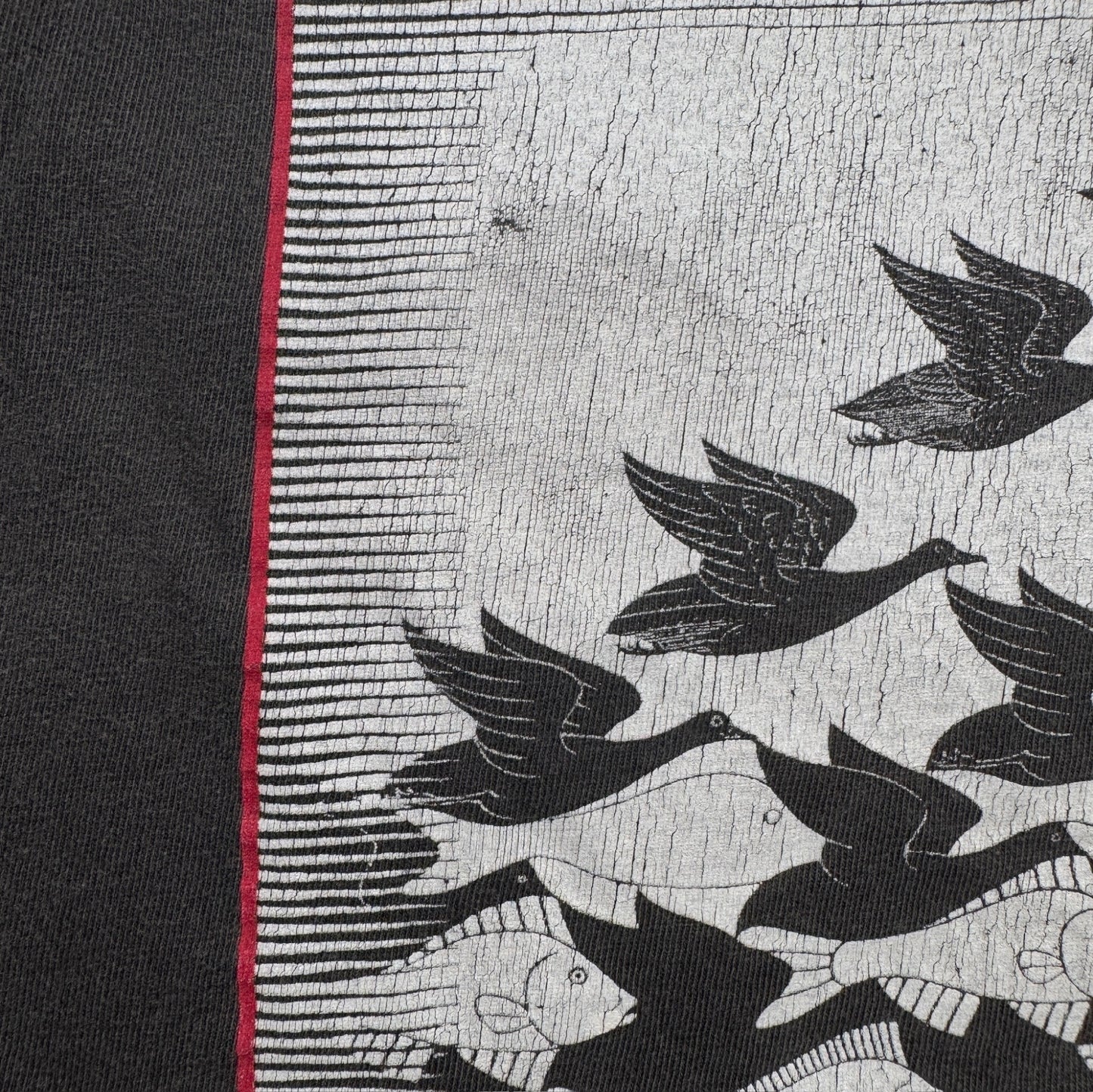 90s M.C. Escher エッシャー Sky & Water 騙し絵 アートT Hanes 黒 L a-t-2505-021