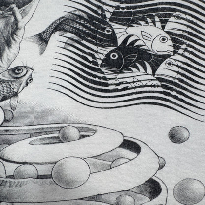 90s M.C. Escher エッシャー マルチプリント 両面 騙し絵 アートT AOP SOFTEE USA製 白 XL a-t-2505-022