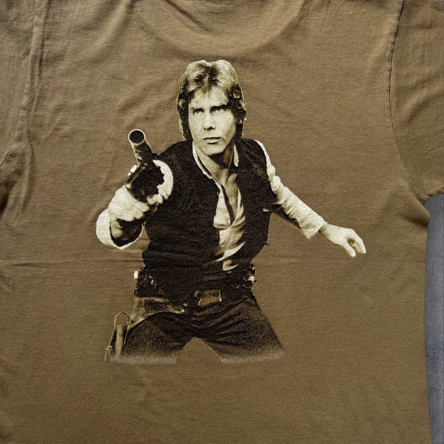 90s STAR WARS HAN SOLO 両面プリント Changes USA製 カーキ S d-t-2505-013