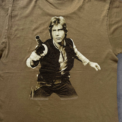 90s STAR WARS HAN SOLO 両面プリント Changes USA製 カーキ S d-t-2505-013