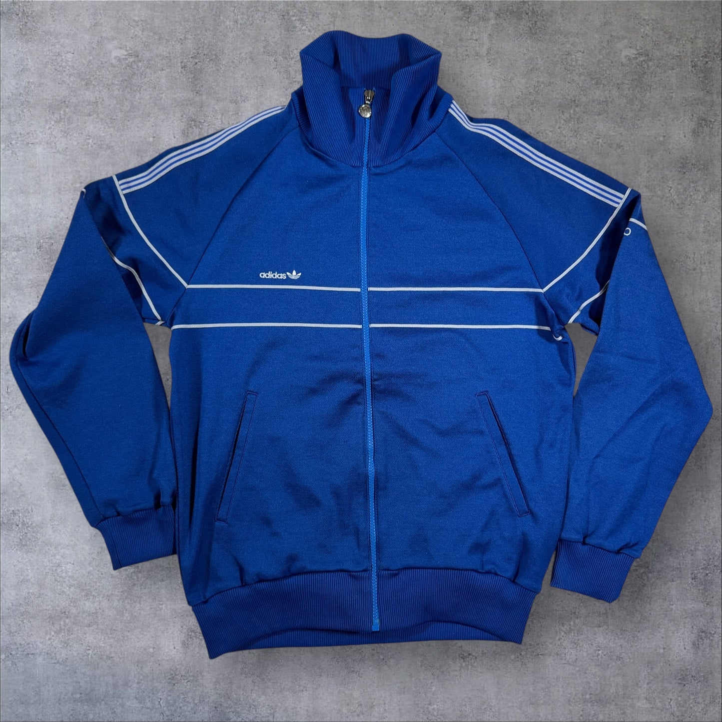 70s-80s adidas トラックジャケット ブルー デサント 西ドイツ製 ad-u-2505-003