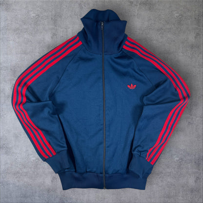 80s adidas トラックジャケット ネイビー 赤ライン デサント製 1号 ad-t-2505-011