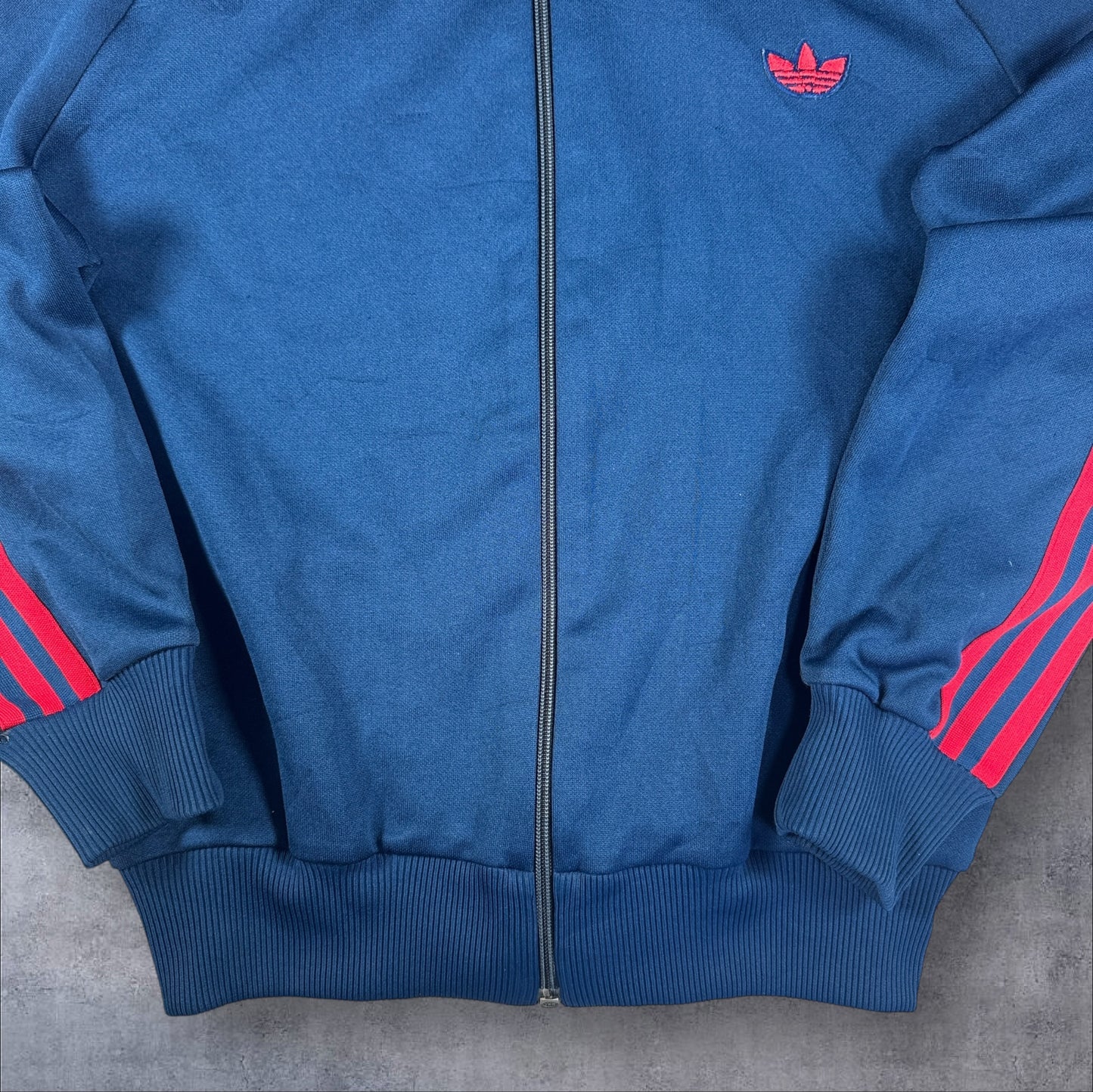 80s adidas トラックジャケット ネイビー 赤ライン デサント製 1号 ad-t-2505-011