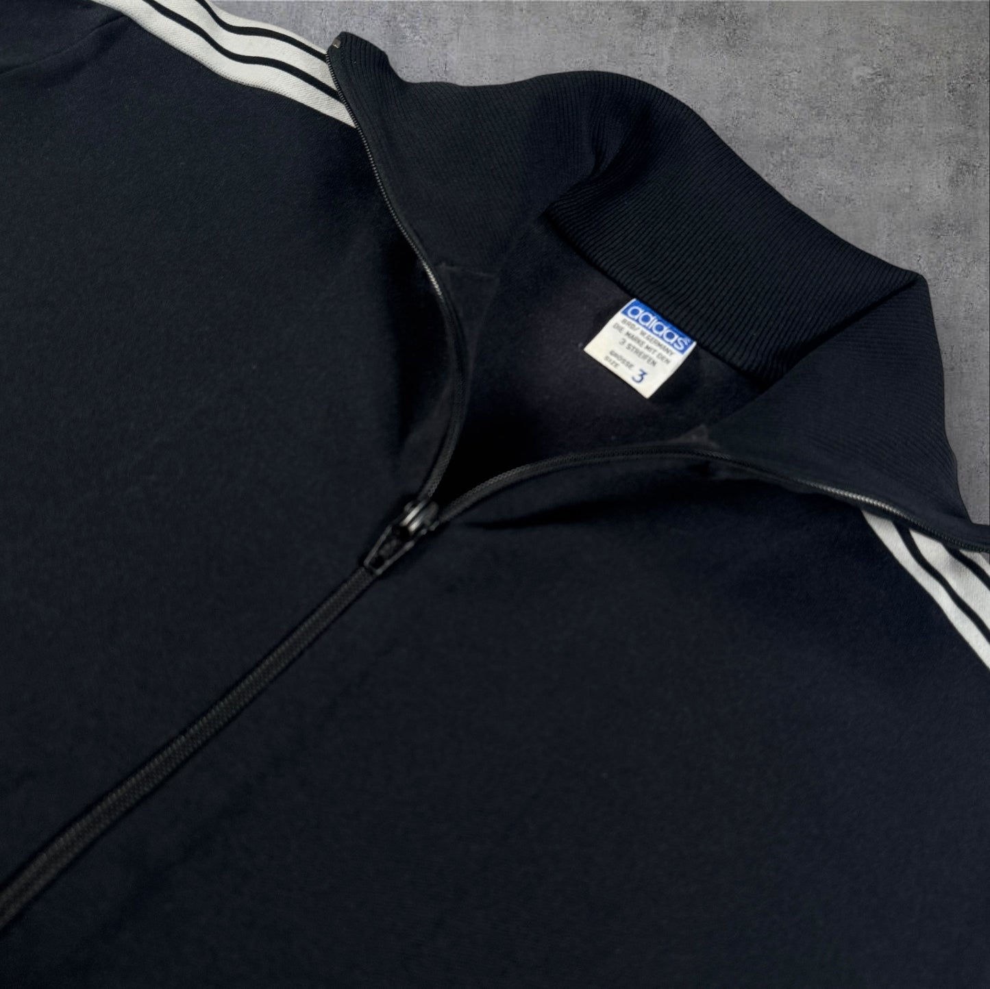 70s adidas トラックジャケット ブラック デサント 西ドイツ製  3号 ad-t-2505-019