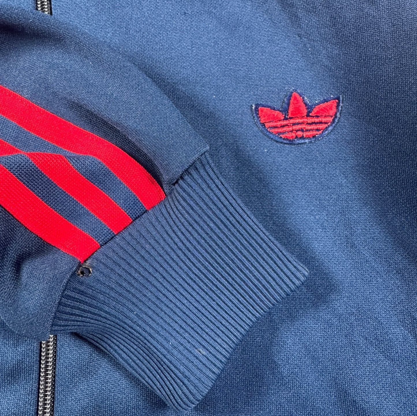 80s adidas トラックジャケット ネイビー 赤ライン デサント製 1号 ad-t-2505-011