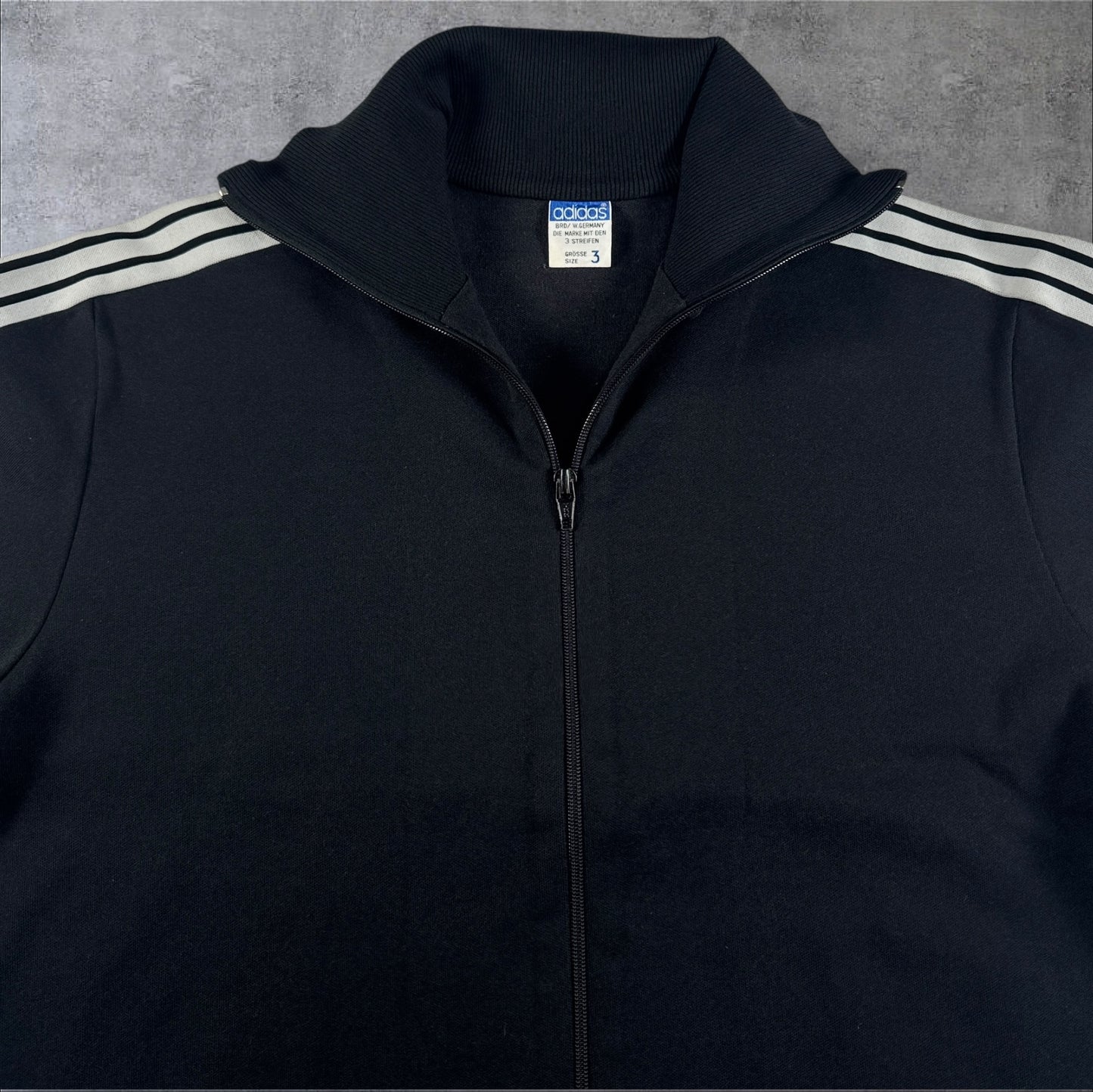 70s adidas トラックジャケット ブラック デサント 西ドイツ製  3号 ad-t-2505-019
