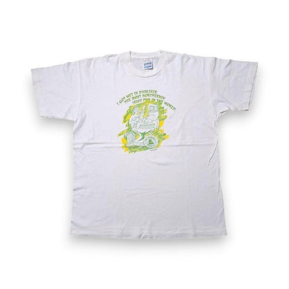90s Tシャツ アートT お酒 おじさん ユーロ 白 XL a-000015