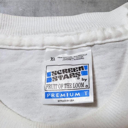 90s Tシャツ アートT お酒 おじさん ユーロ 白 XL a-000015