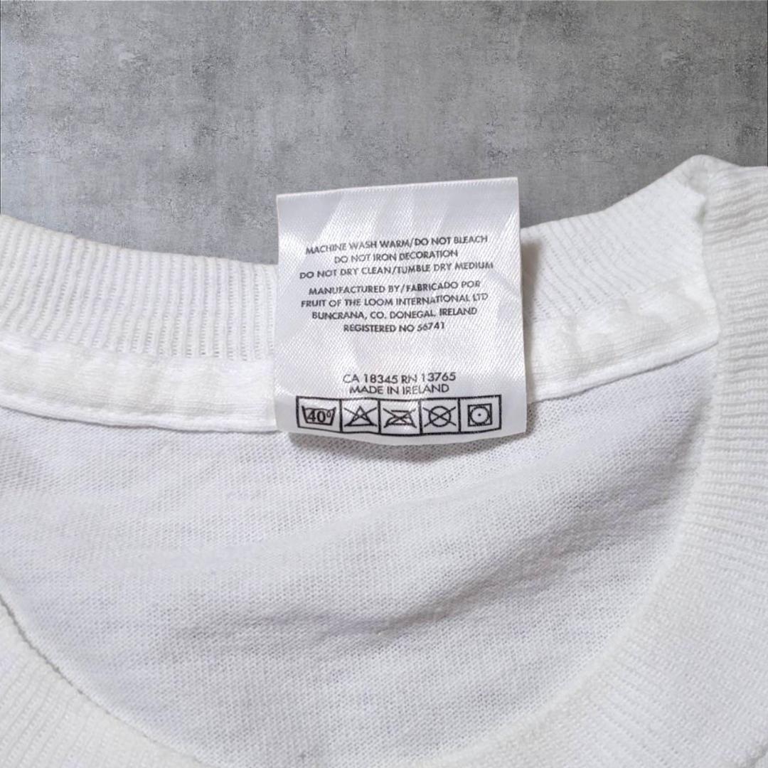 90s Tシャツ アートT お酒 おじさん ユーロ 白 XL a-000015