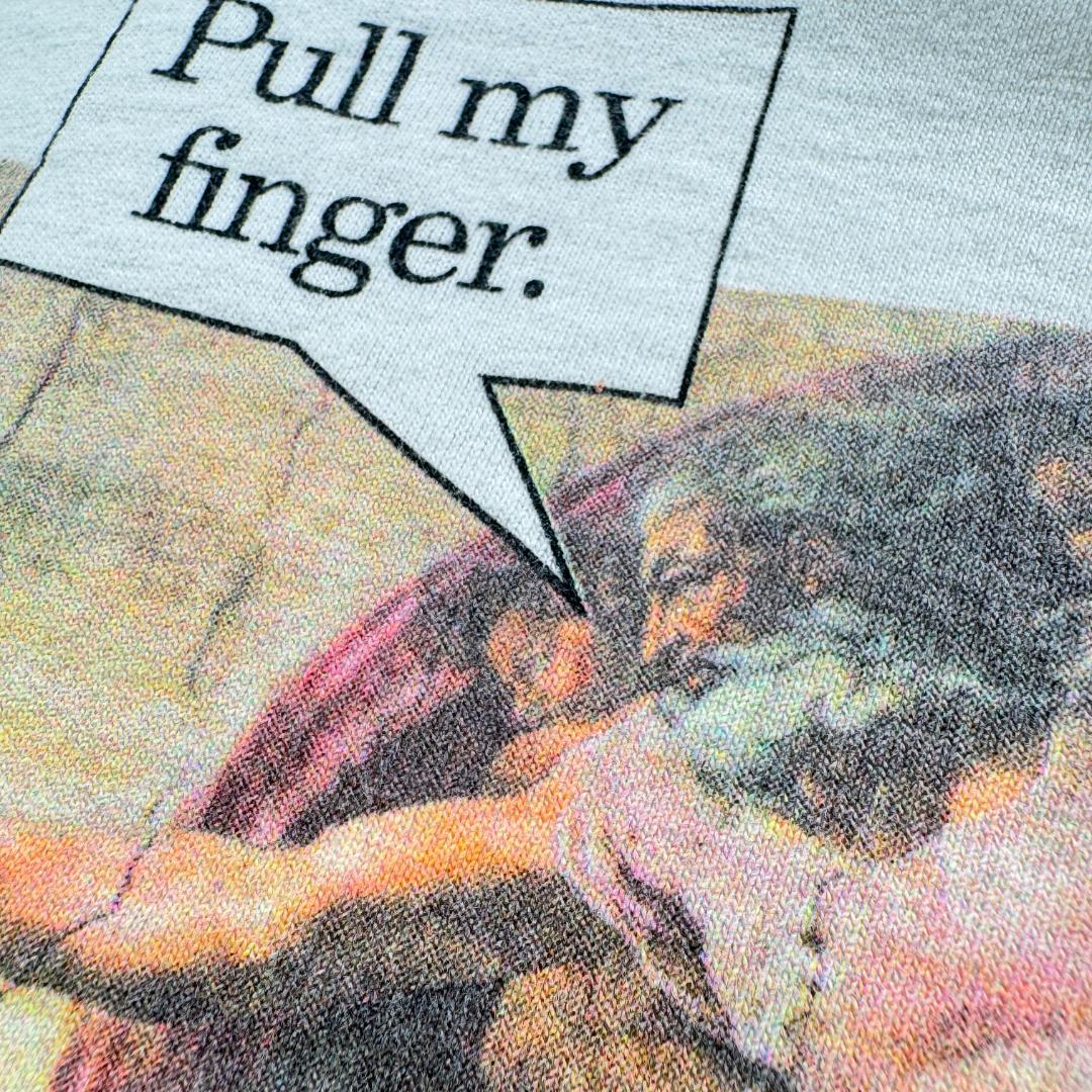 90s Tシャツ ミケランジェロ アートT pull my 白 a-u-2505-081