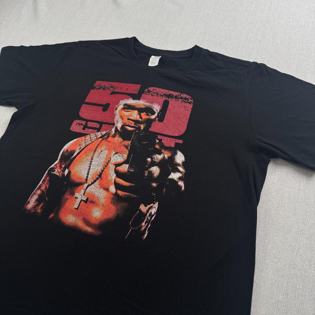 50cent Tシャツ 黒 ラップT ラッパー L ba-u-2505-087