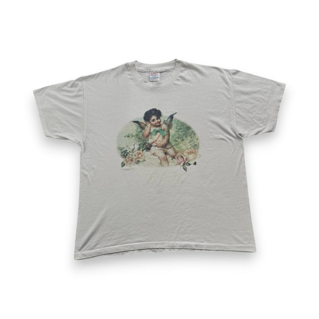 90s Tシャツ エンジェル キューピッド アートT 白 XL a-u-2505-062