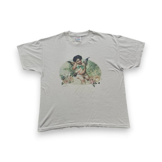 90s Tシャツ エンジェル キューピッド アートT 白 XL a-u-2505-062