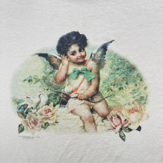 90s Tシャツ エンジェル キューピッド アートT 白 XL a-u-2505-062