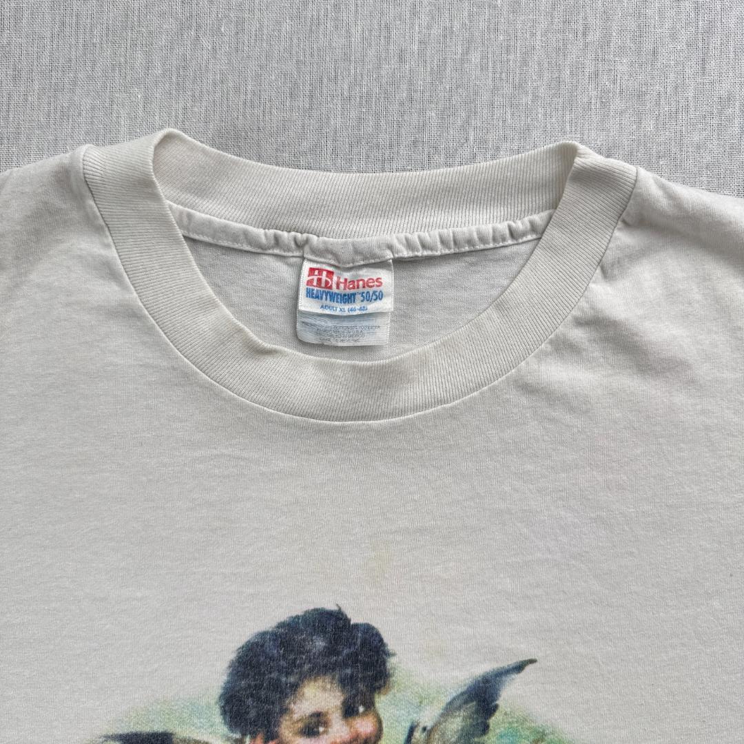 90s Tシャツ エンジェル キューピッド アートT 白 XL a-u-2505-062