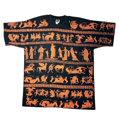 90s 総柄 壁画 エジプト ヒエログリフ リペア跡 フルーツオブザルーム XL a-u-2505-092