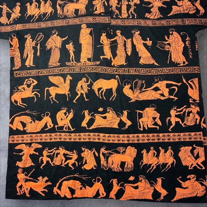 90s 総柄 壁画 エジプト ヒエログリフ リペア跡 フルーツオブザルーム XL a-u-2505-092