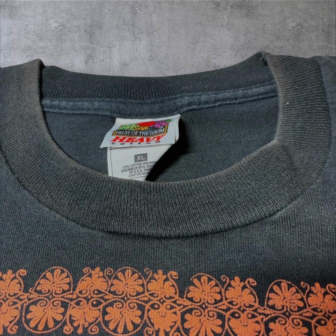 90s 総柄 壁画 エジプト ヒエログリフ リペア跡 フルーツオブザルーム XL a-u-2505-092