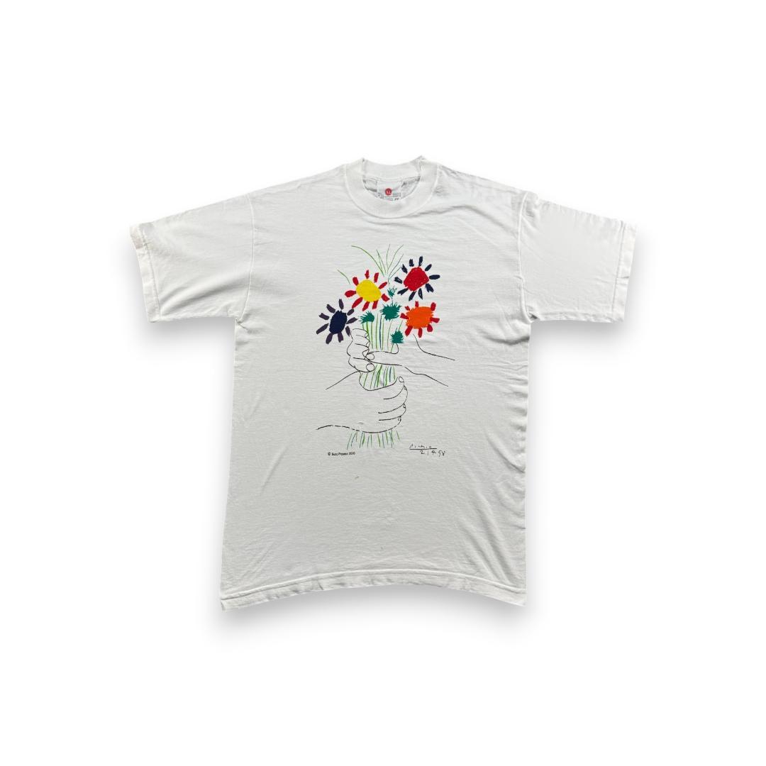 00s Tシャツ ピカソ 花束を持つ手 アート 白 M 白 a-t-2505-011