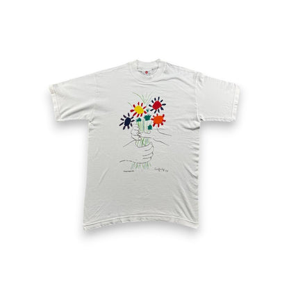 00s Tシャツ ピカソ 花束を持つ手 アート 白 M 白 a-t-2505-011