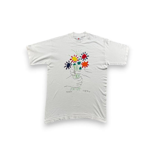 00s Tシャツ ピカソ 花束を持つ手 アート 白 M 白 a-t-2505-011