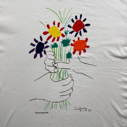 00s Tシャツ ピカソ 花束を持つ手 アート 白 M 白 a-t-2505-011