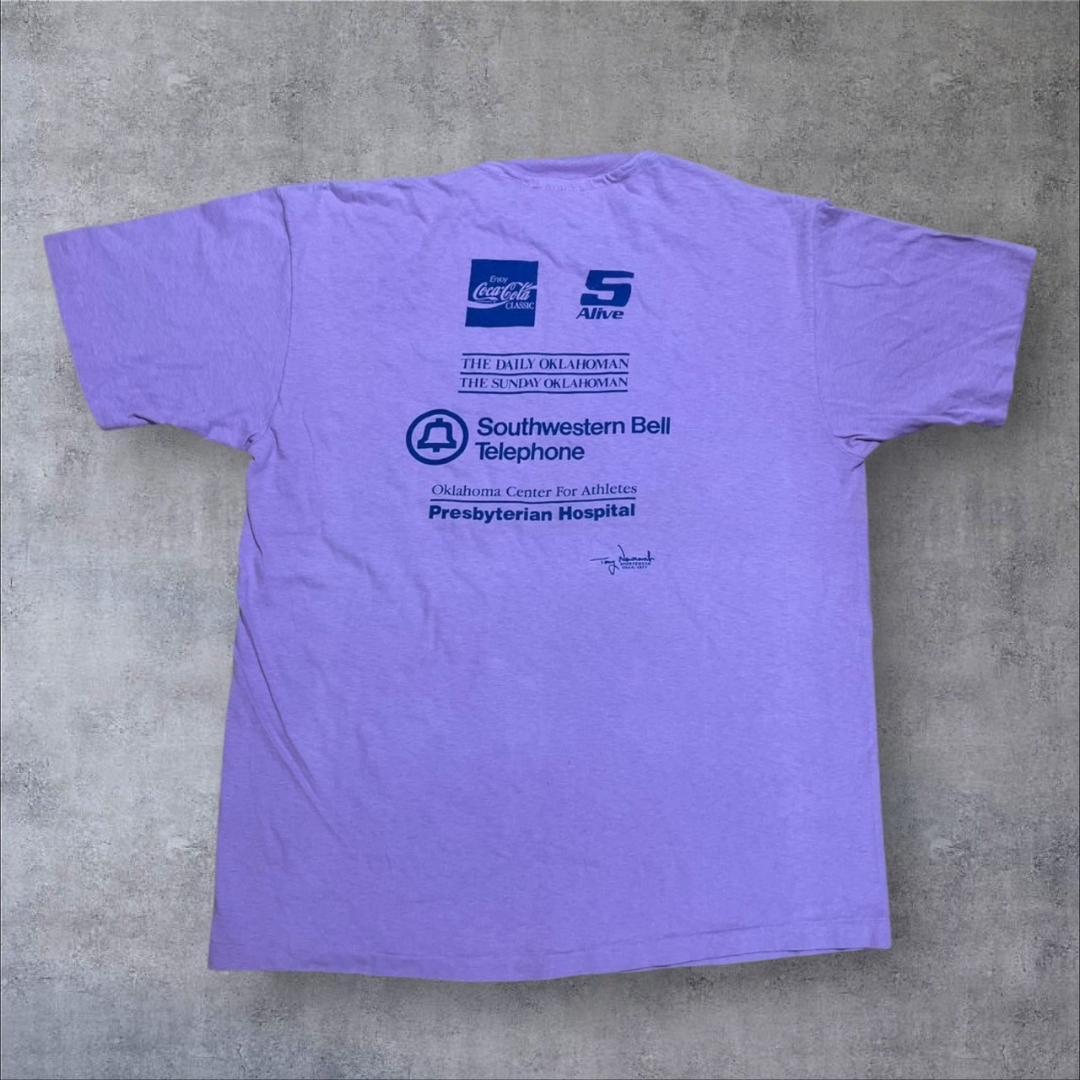 80s USA製 コカコーラ 企業T Hanes L 紫 co-000039