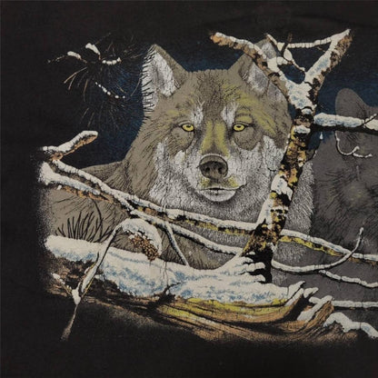 90s 狼 オオカミ ウルフ アート USA製 アニマルT a-000019
