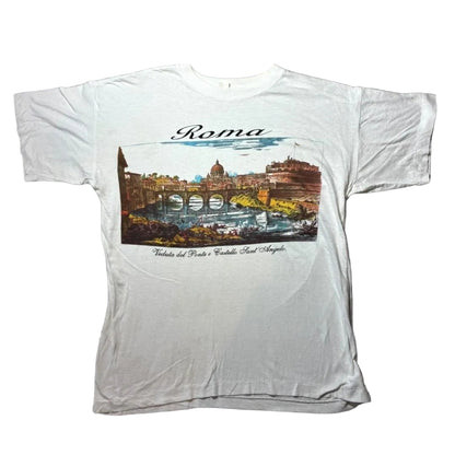 90s イタリア ローマ ROMA スーベニアT ホワイト L a-u-2505-078