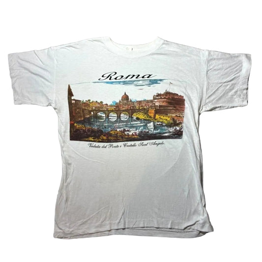 90s イタリア ローマ ROMA スーベニアT ホワイト L a-u-2505-078