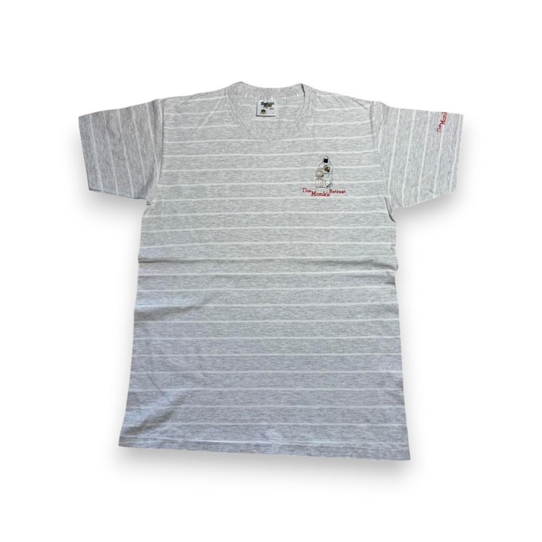 90s Tシャツ USA製 アートT ボーダー グレー ジーザス o-000011
