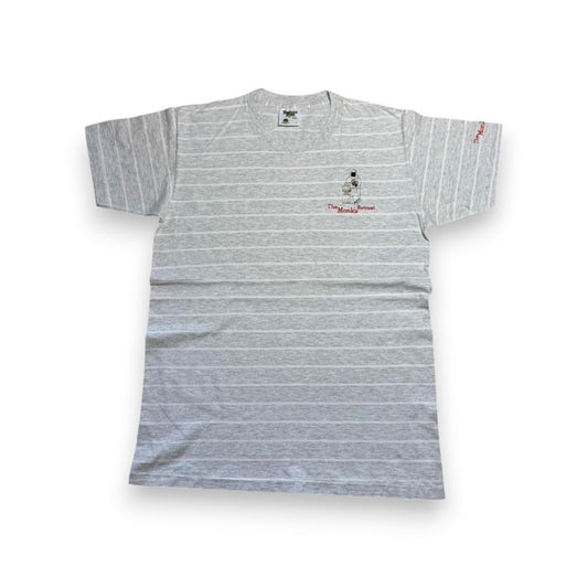 90s Tシャツ USA製 アートT ボーダー グレー ジーザス o-000011