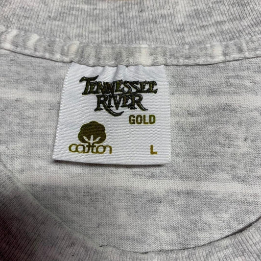 90s Tシャツ USA製 アートT ボーダー グレー ジーザス o-000011