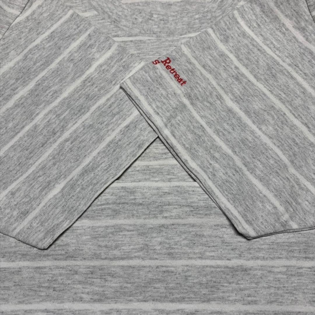 90s Tシャツ USA製 アートT ボーダー グレー ジーザス o-000011