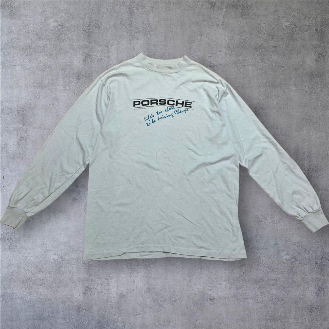 80s PORSCHE ポルシェ Hanes USA製 長袖 L co-000051