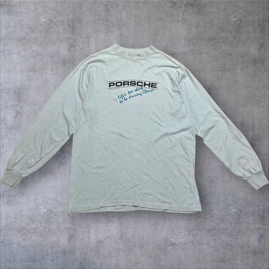 80s PORSCHE ポルシェ Hanes USA製 長袖 L co-000051