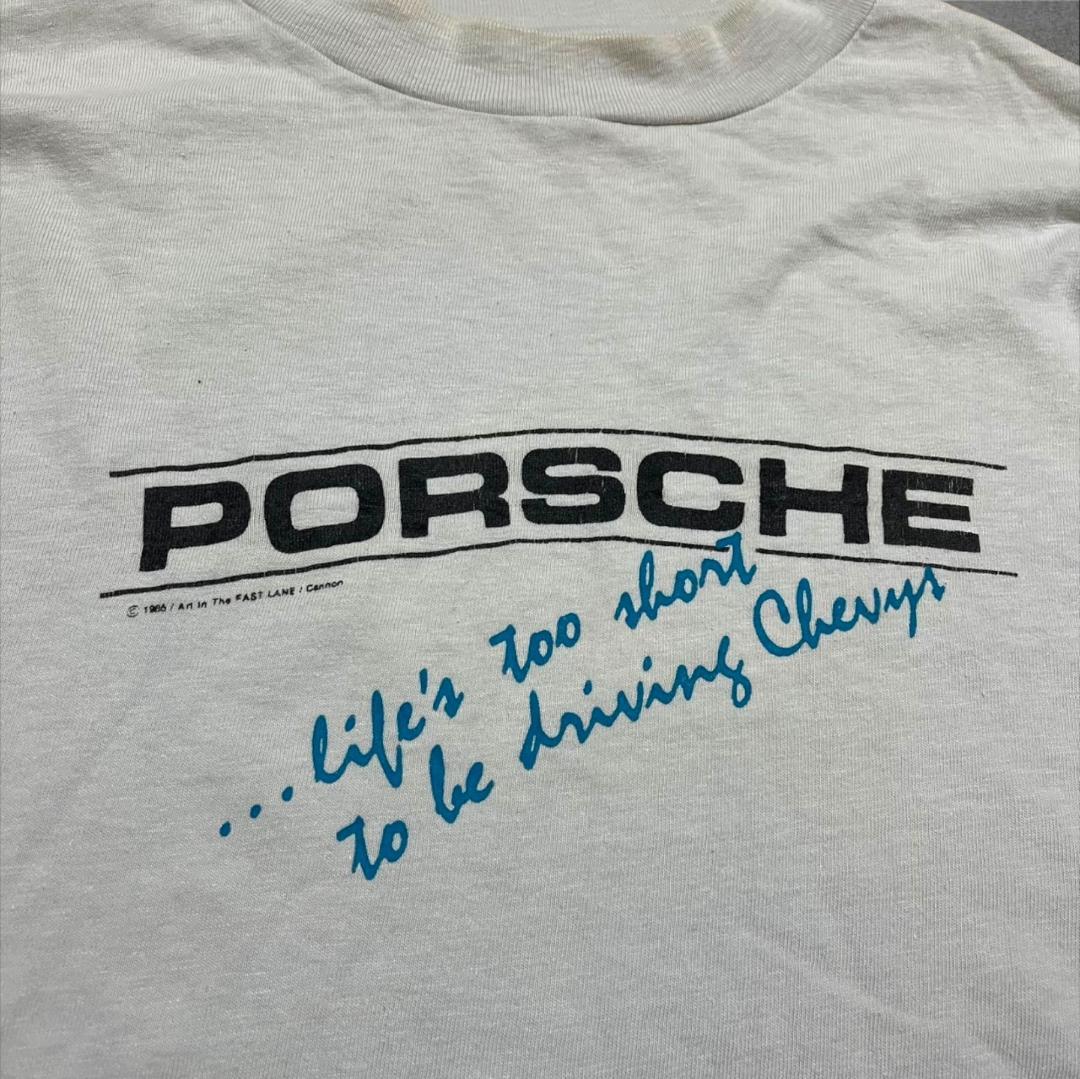 80s PORSCHE ポルシェ Hanes USA製 長袖 L co-000051
