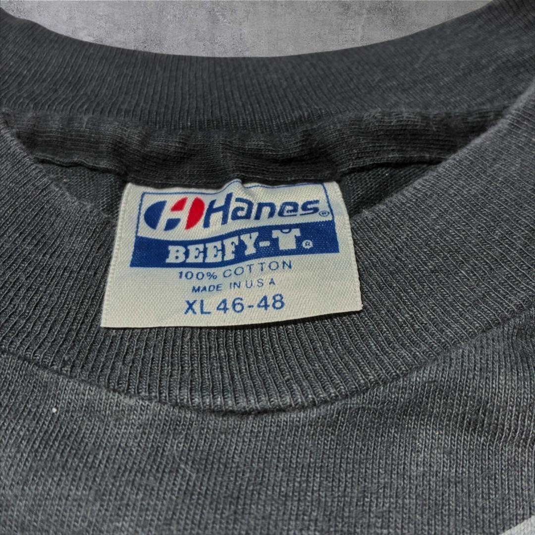 80s タキシード 騙し絵 アートT Hanes USA製 ブラック XL a-u-2505-086