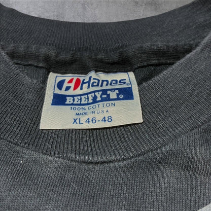 80s タキシード 騙し絵 アートT Hanes USA製 ブラック XL a-u-2505-086