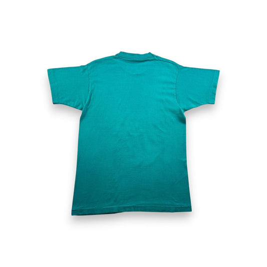 90s Tシャツ スマイリー フラワー ターコイズ M a-t-2505-003