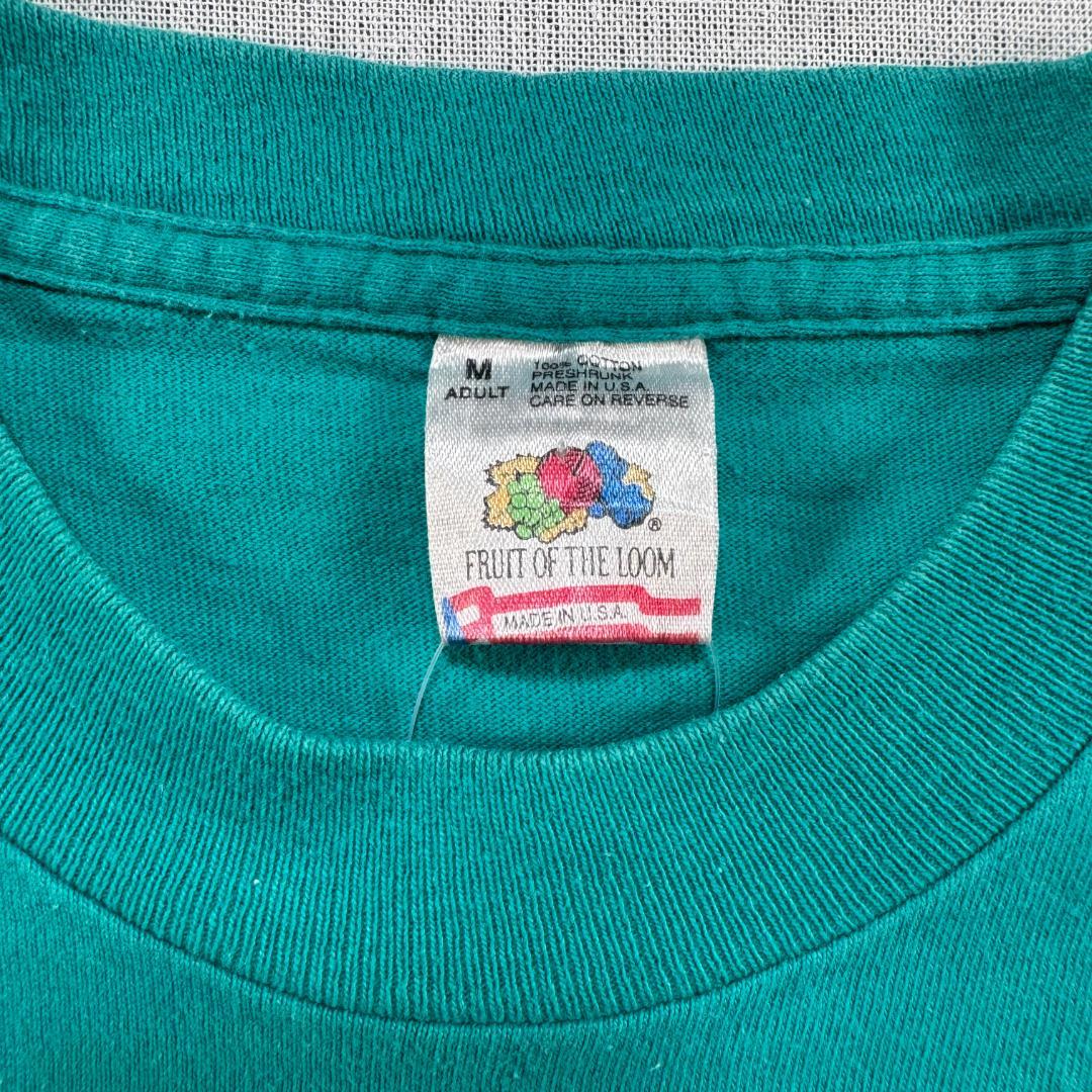 90s Tシャツ スマイリー フラワー ターコイズ M a-t-2505-003