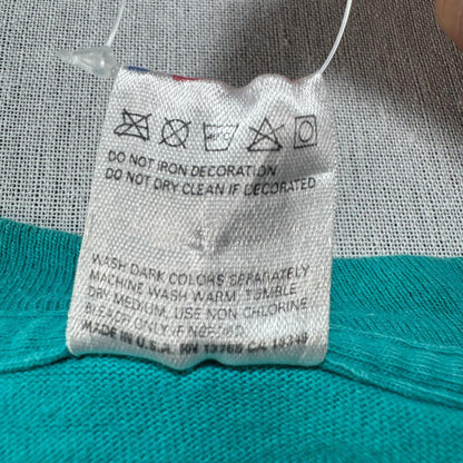 90s Tシャツ スマイリー フラワー ターコイズ M a-t-2505-003