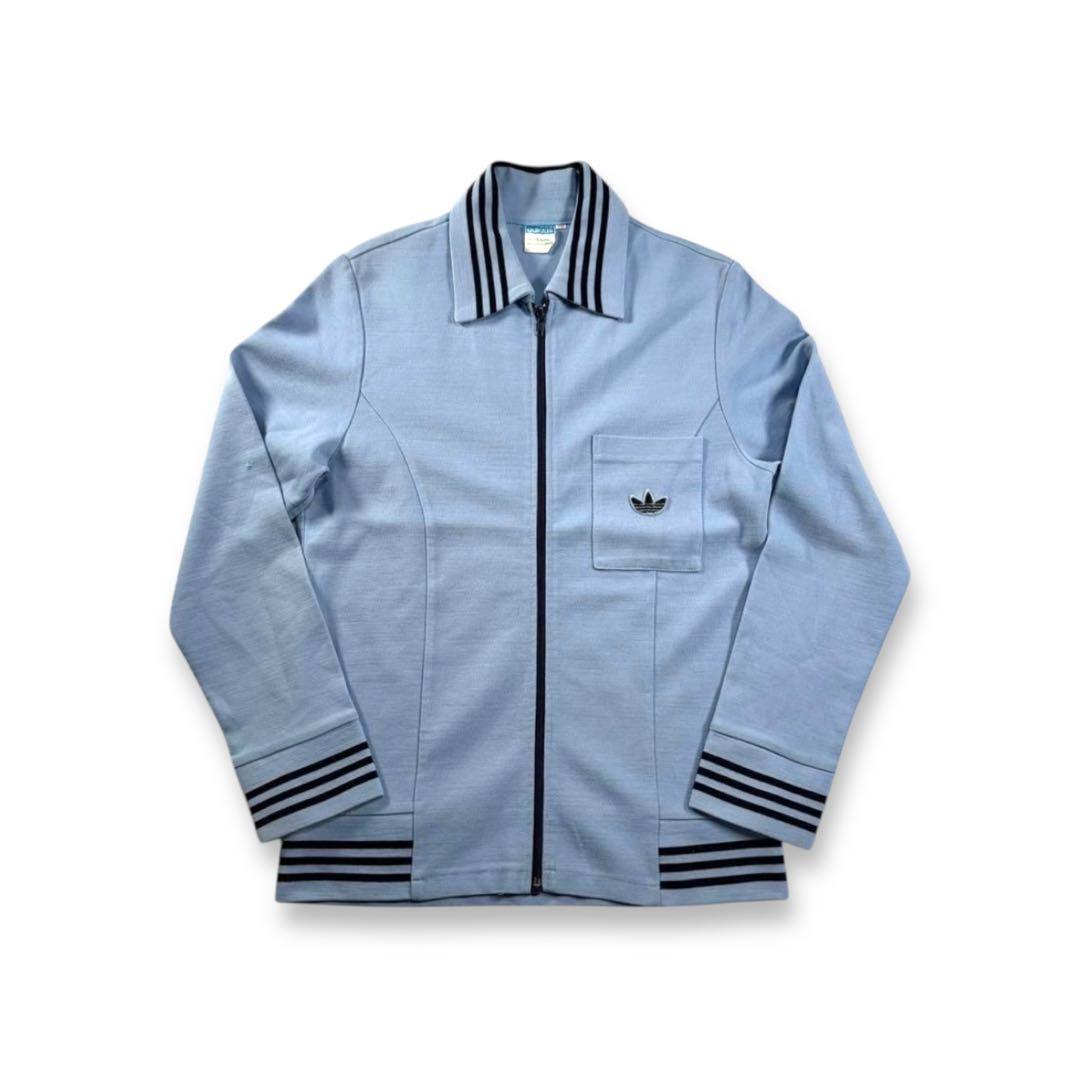 70s adidas ガイコツジャージ トラックジャケット 水色 L ad-t-2505-024