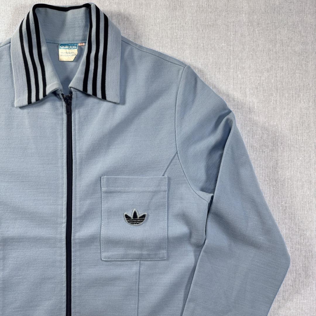 70s adidas ガイコツジャージ トラックジャケット 水色 L ad-t-2505-024