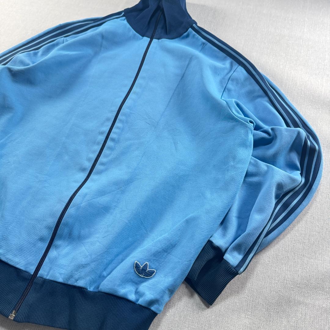 70s adidas アディダス トラックジャケット 水色 6号 ジャージ XL ja-2603-047