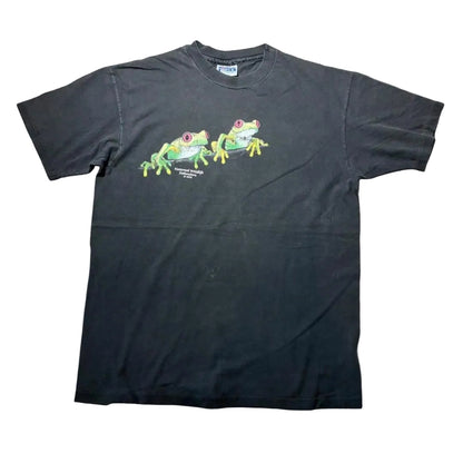 80s national wildlife federation カエル アニマルT Hane USA製 ブラック L a-u-2505-077